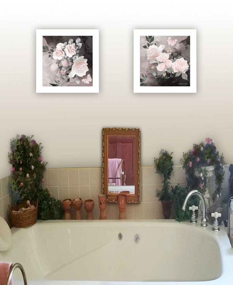Set Of Two Noir Roses 5 White Framed Print Wall Art HomeRoots