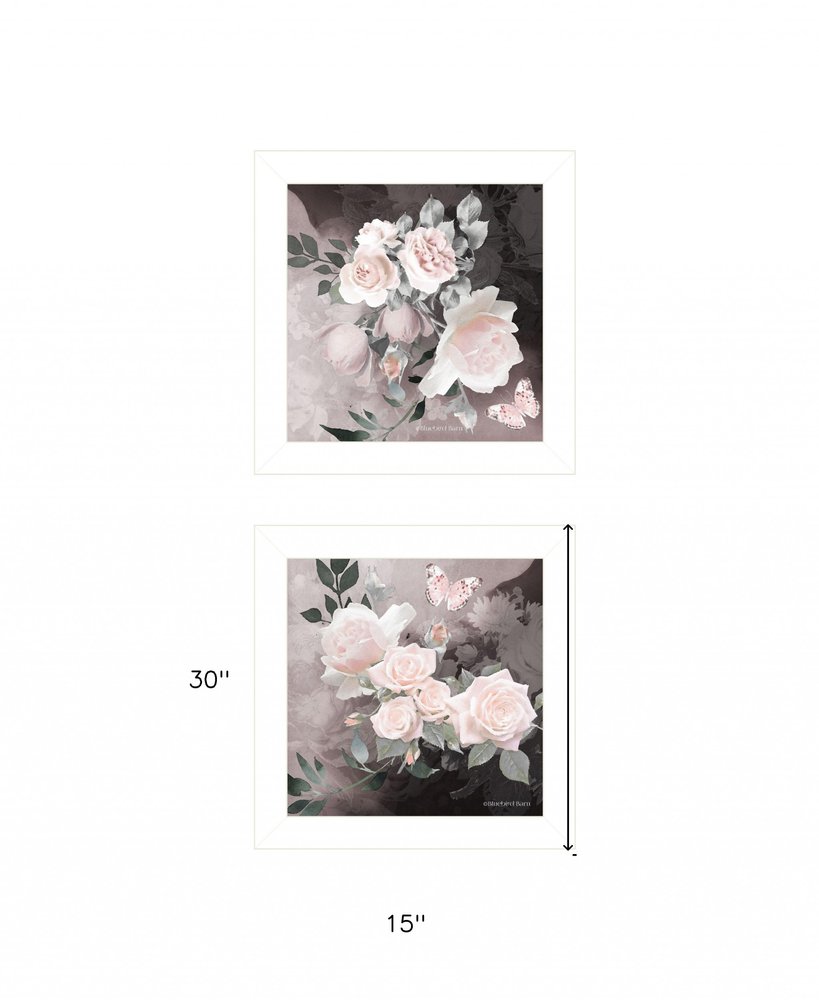 Set Of Two Noir Roses 5 White Framed Print Wall Art HomeRoots