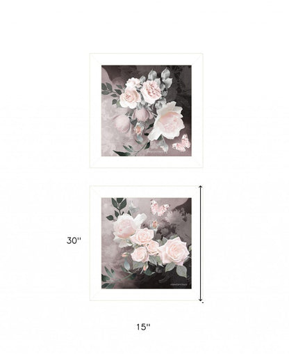 Set Of Two Noir Roses 5 White Framed Print Wall Art HomeRoots