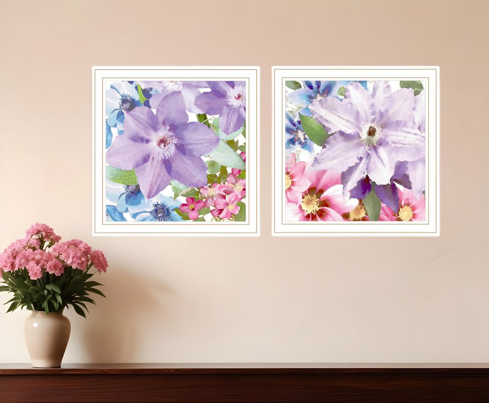 Set Of Two Clematis 1 White Framed Print Wall Art HomeRoots