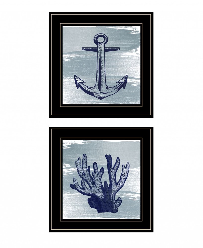 Set Of Two The Beach Coastal 2 Black Framed Print Wall Art — view 1