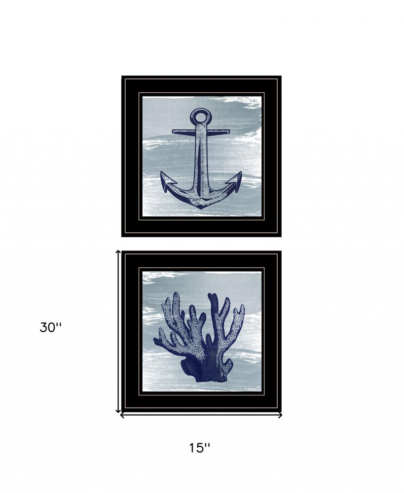 Set Of Two The Beach Coastal 2 Black Framed Print Wall Art — view 3