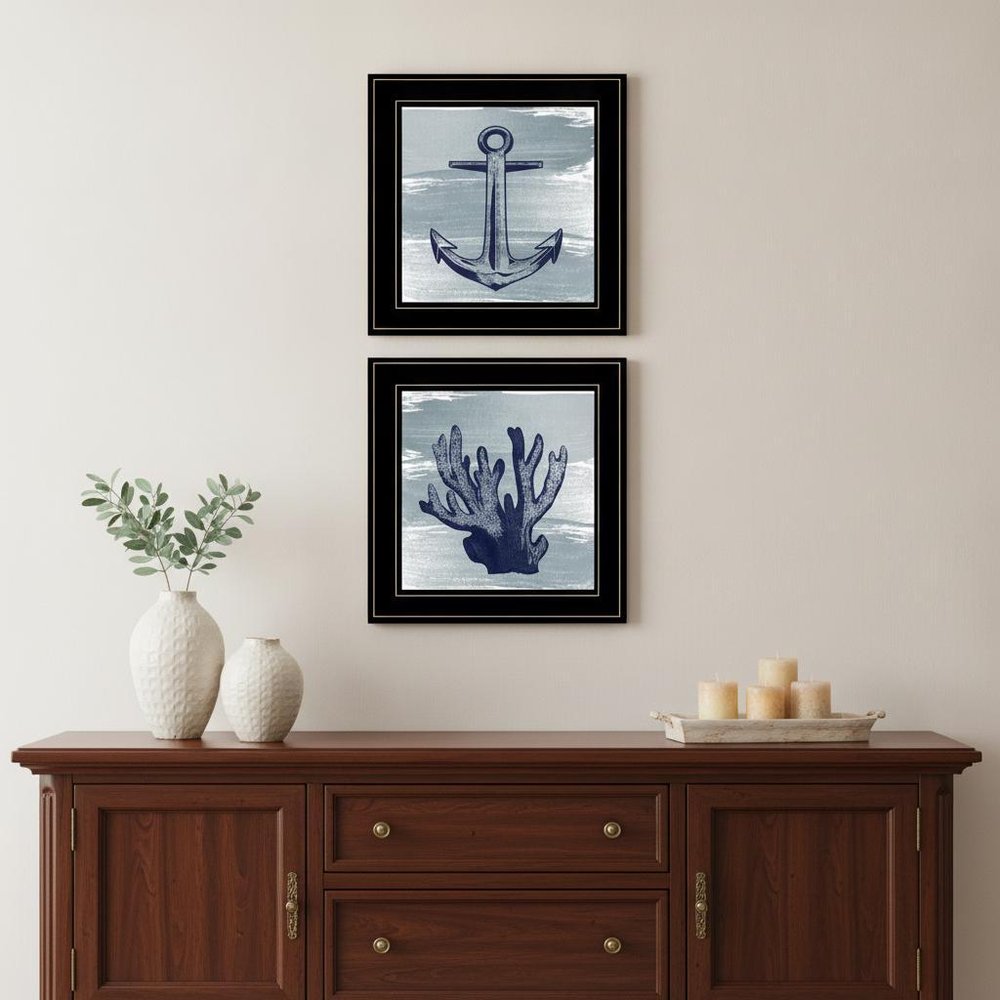 Set Of Two The Beach Coastal 2 Black Framed Print Wall Art — view 4