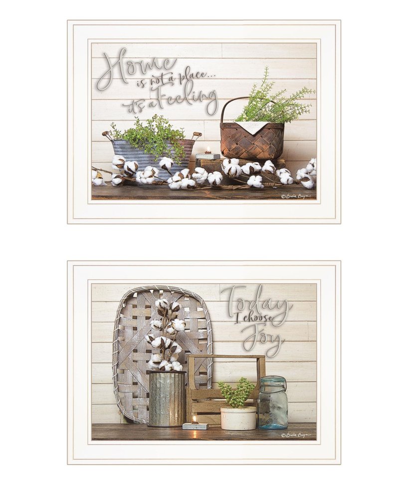 Set Of Two Choose Joy White Framed Print Wall Art — view 1