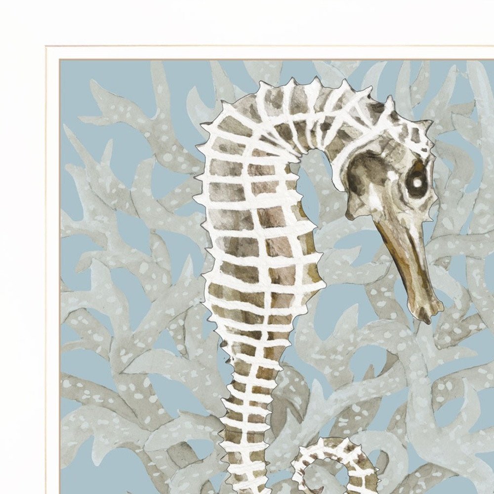 Set Of Two Coral Seahorse White Framed Print Wall Art — view 3
