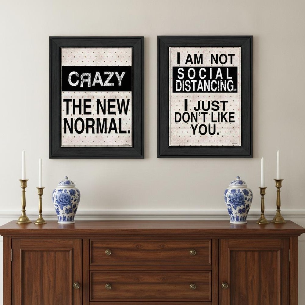 Set Of Two The New Normal Black Framed Print Wall Art — view 4