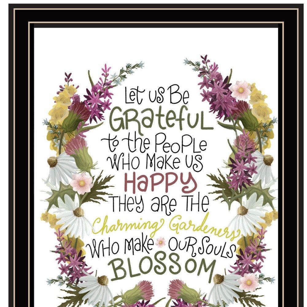 Set Of Two Flowers Make Us Laugh Black Framed Print Wall Art — view 3