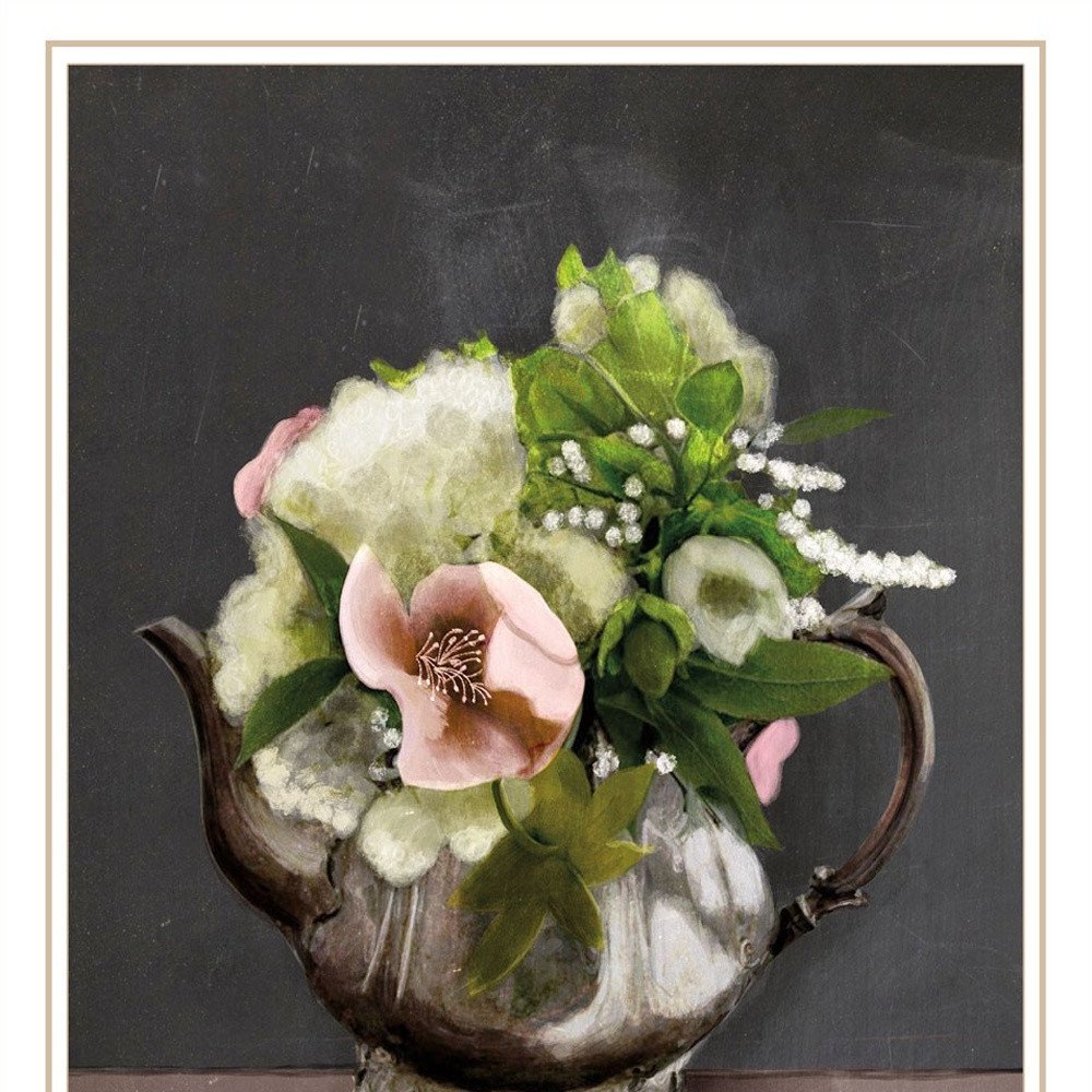 Set Of Two Vintage Floral Tea Pot and Door Knob Black Framed Print Kitchen Wall Art — view 7