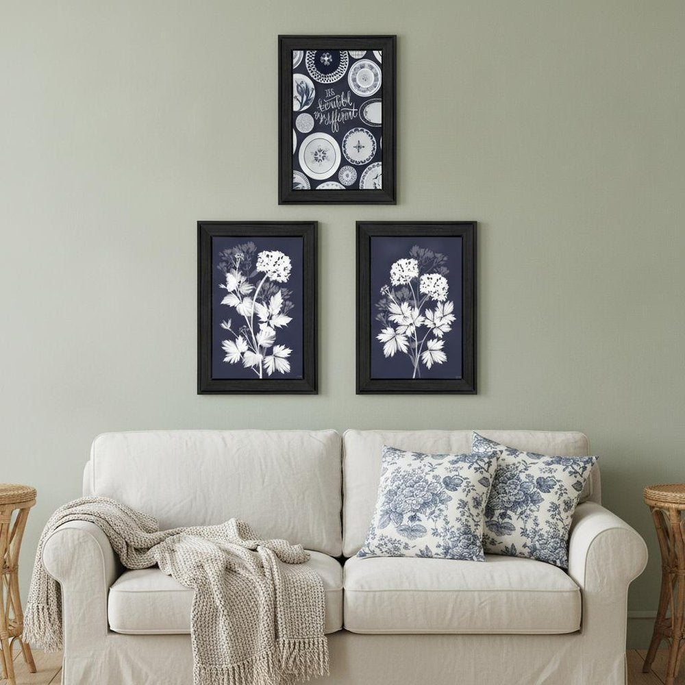Set Of Three Its Beautiful to Be Different Black Framed Print Wall Art — view 1