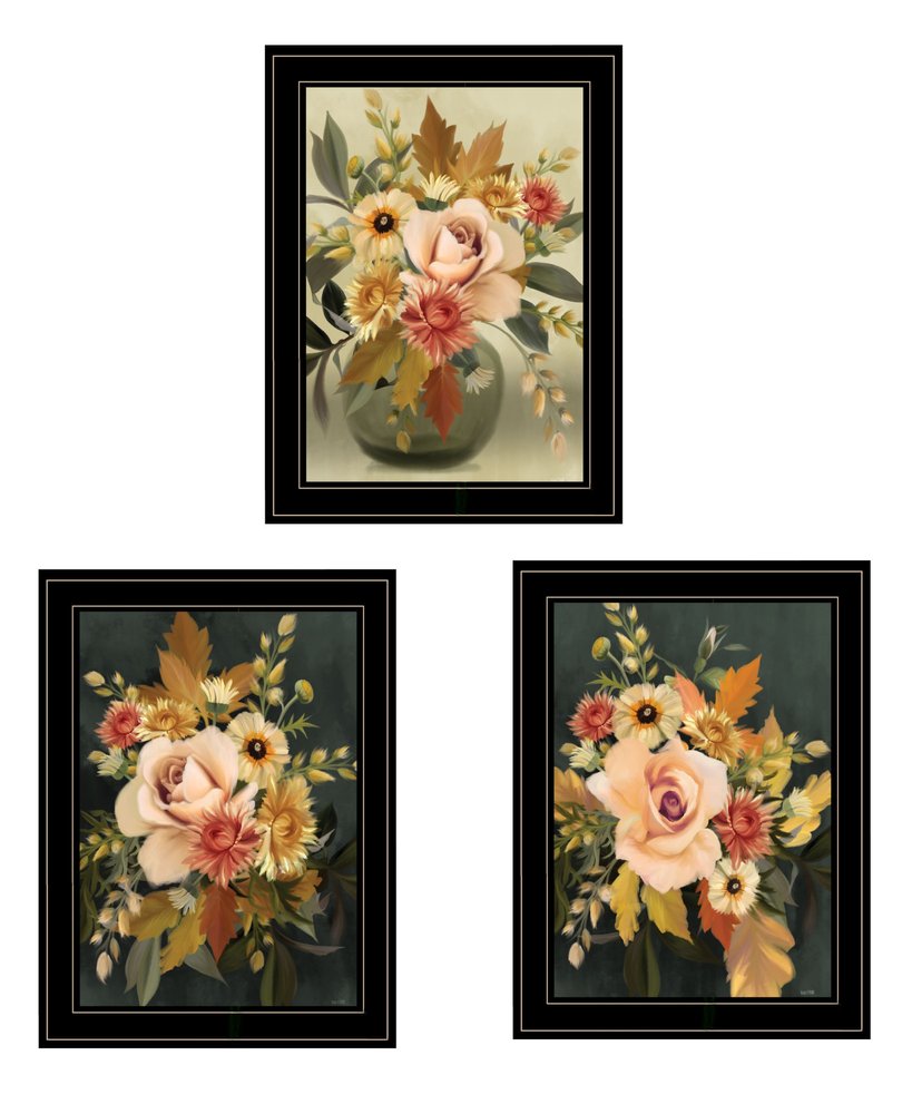 Set Of Three Romantic Autumn Black Framed Print Wall Art HomeRoots