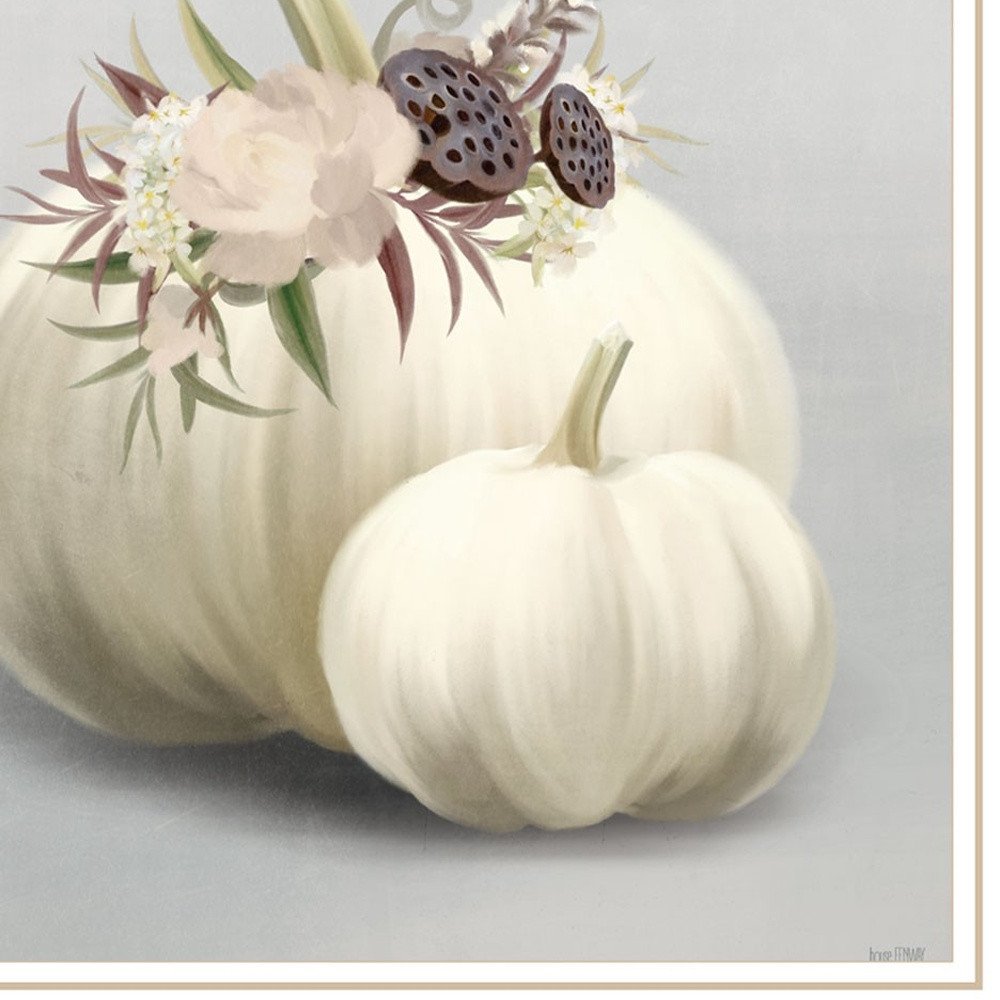 Set Of Two BOHO Pumpkins and Flowers 2 White Framed Print Wall Art HomeRoots