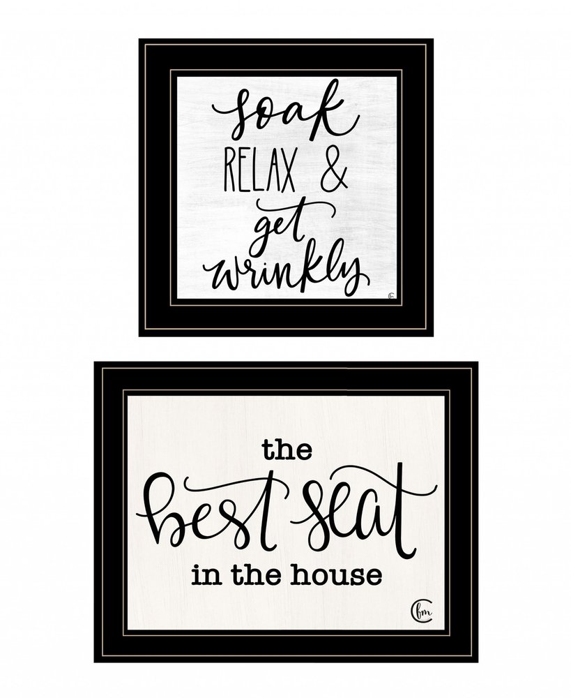 Set Of Two The Best Seat in the House 2 Black Framed Print Bathroom Wall Art HomeRoots