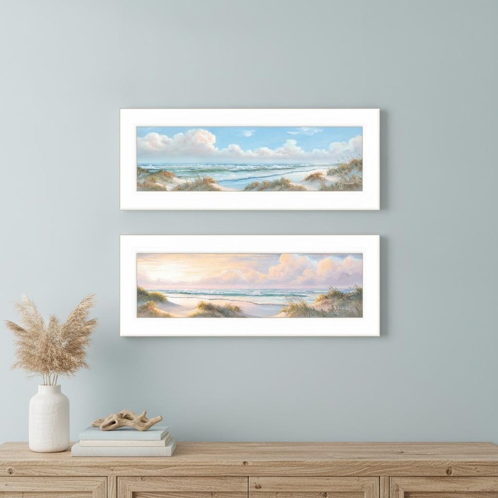 Set Of Two The Seascape 1 White Framed Print Wall Art — view 6