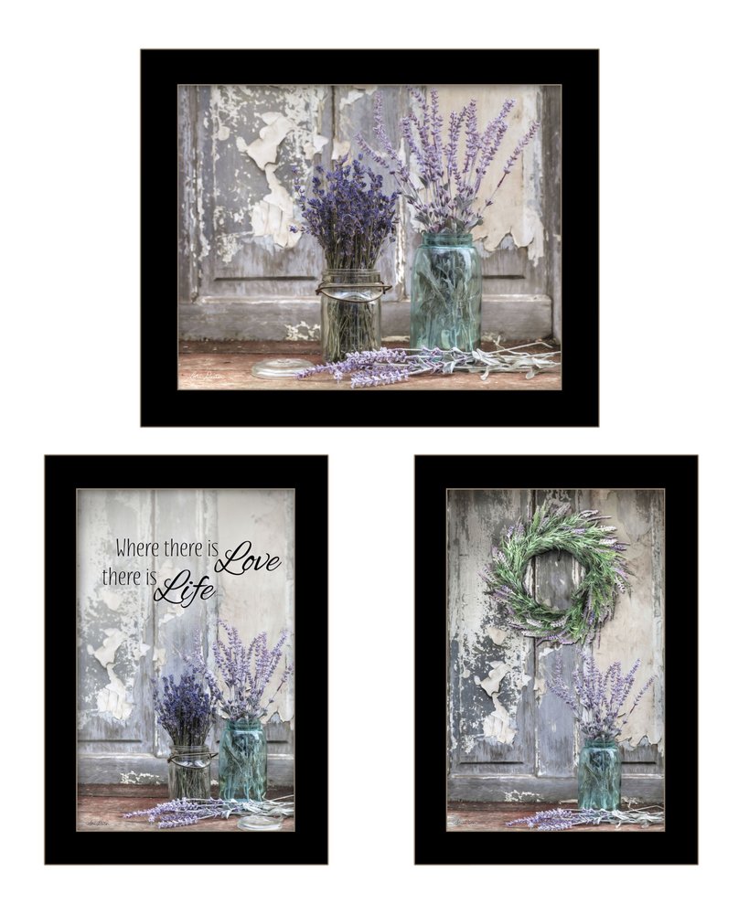 Set Of Three Abundance of Beauty Black Framed Print Wall Art — view 1