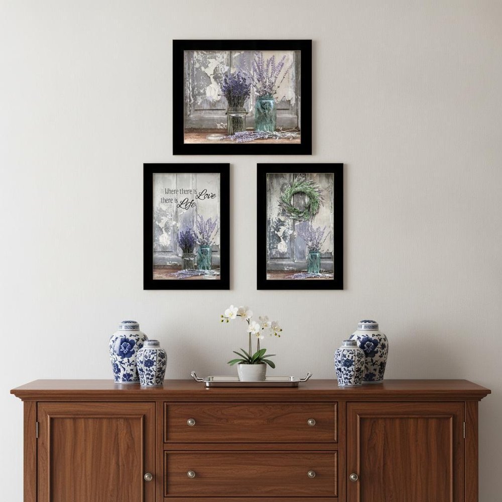 Set Of Three Abundance of Beauty Black Framed Print Wall Art — view 4