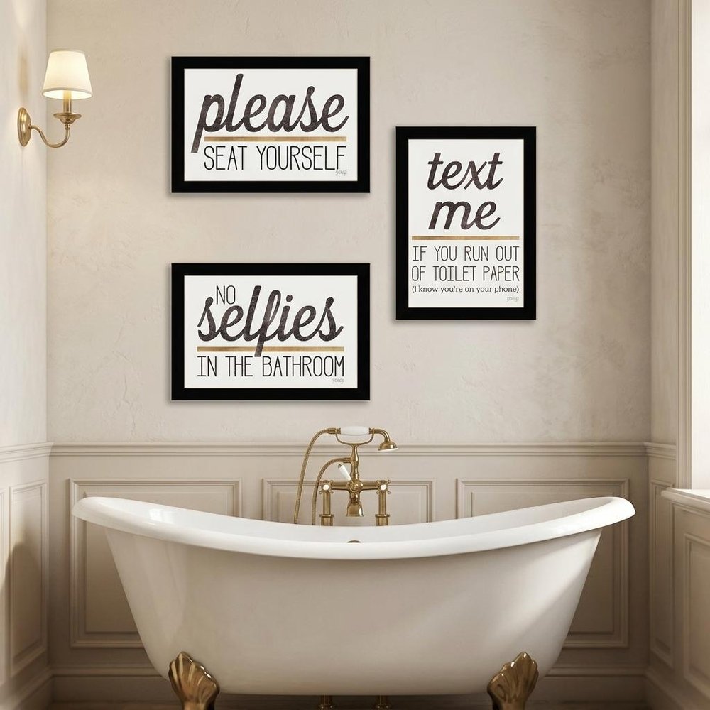 Set Of Three Toilet Humor Black Framed Print Wall Art — view 10