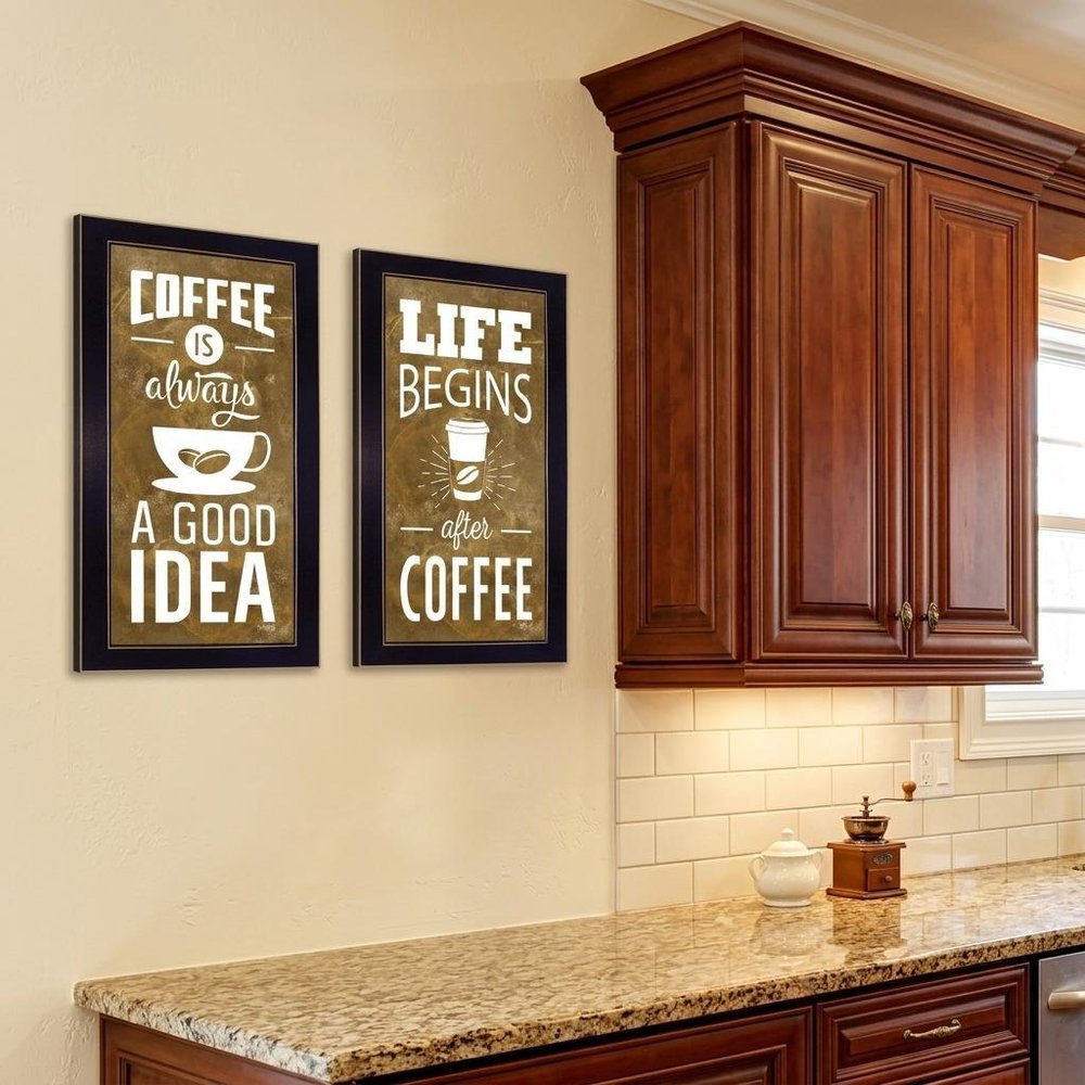 Set Of Two Life Begins and Ends With Coffee White Framed Print Wall Art — view 9