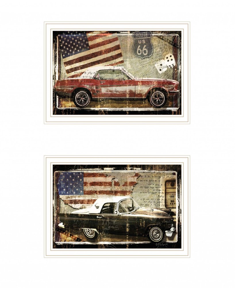 Set Of Two Vintage Classics 2 White Framed Print Wall Art — view 1