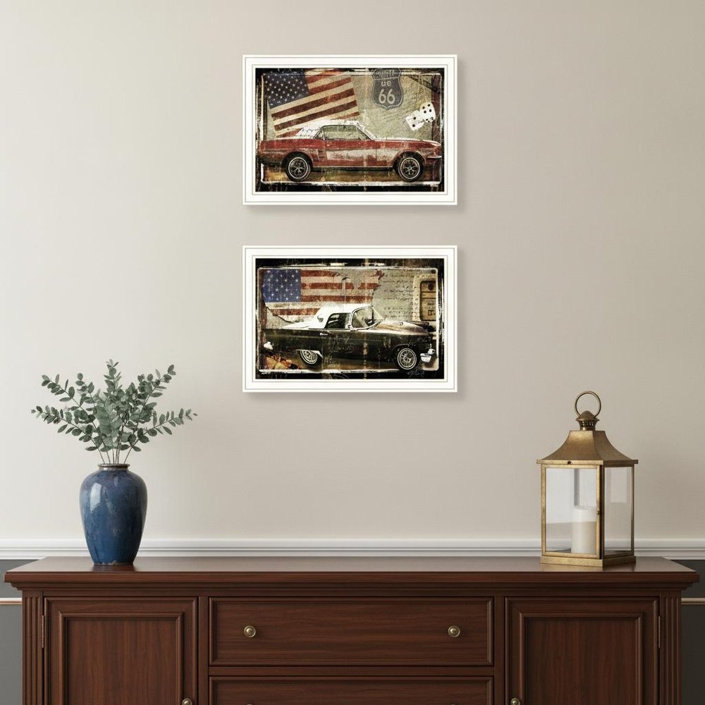 Set Of Two Vintage Classics 2 White Framed Print Wall Art — view 3