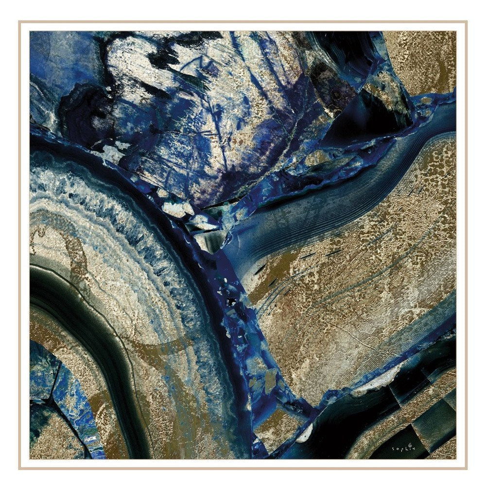 Set Of Three Deep Blue 2 White Framed Print Wall Art — view 3