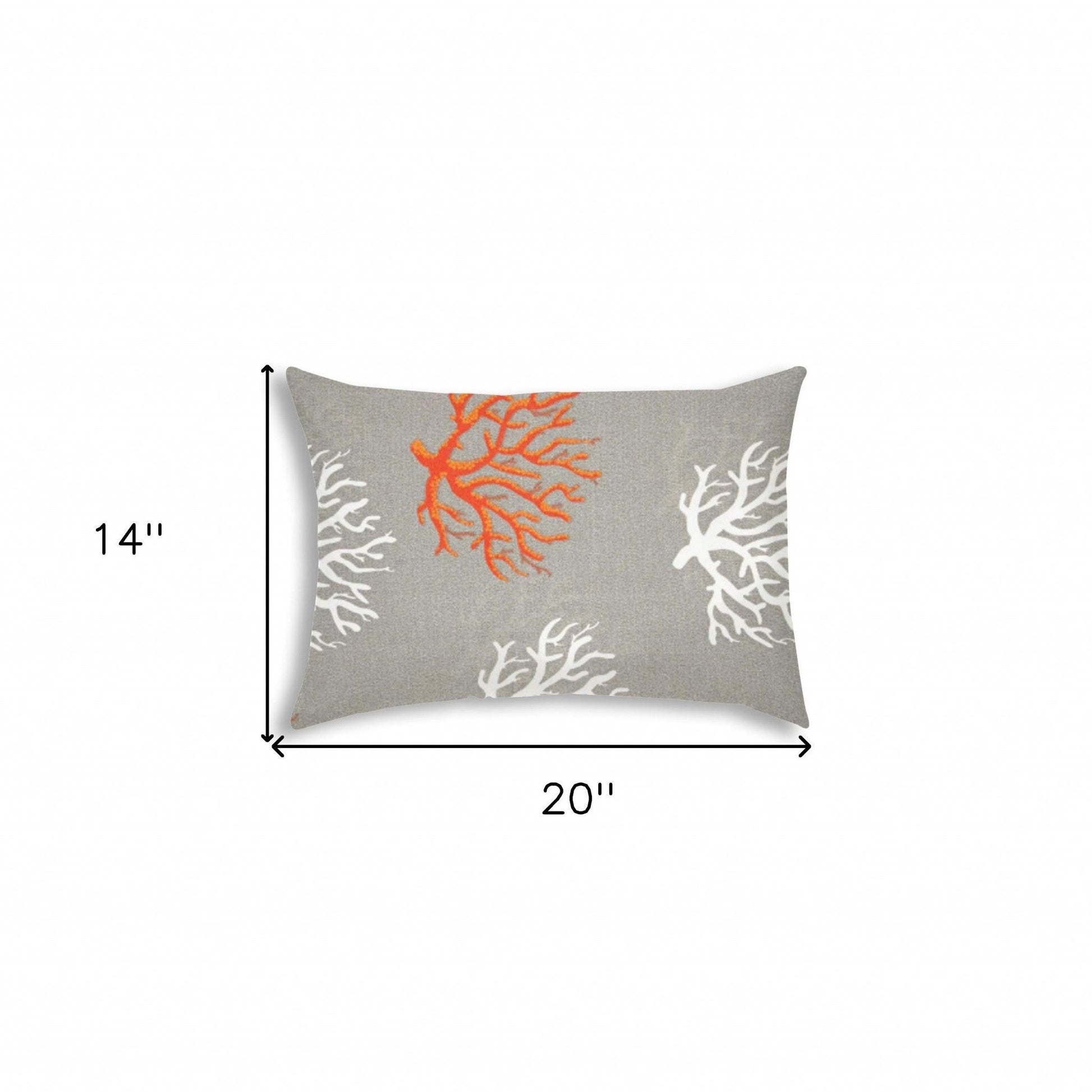 14" X 20" Gray And White Corals Blown Seam Nautical Lumbar Indoor Outdoor Pillow - FurniFindUSA