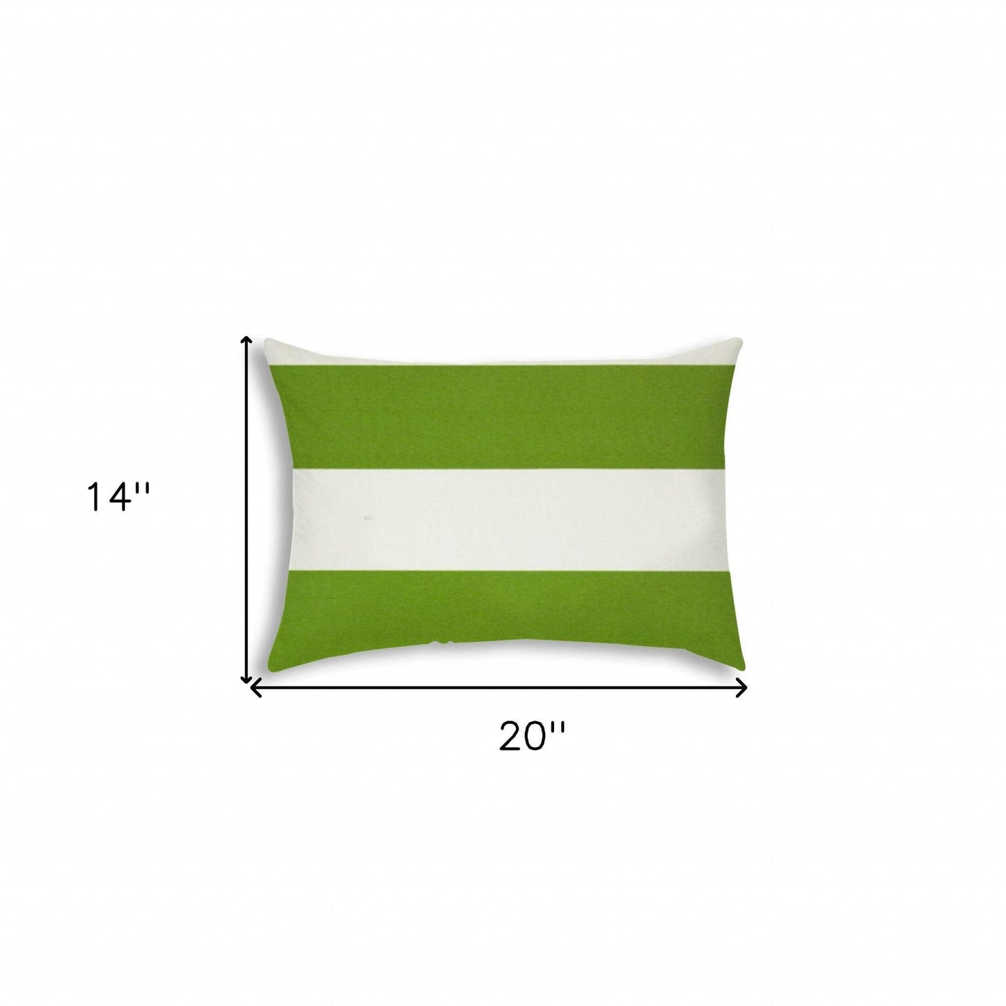 14" X 20" Green And Ivory Blown Seam Striped Lumbar Indoor Outdoor Pillow - FurniFindUSA