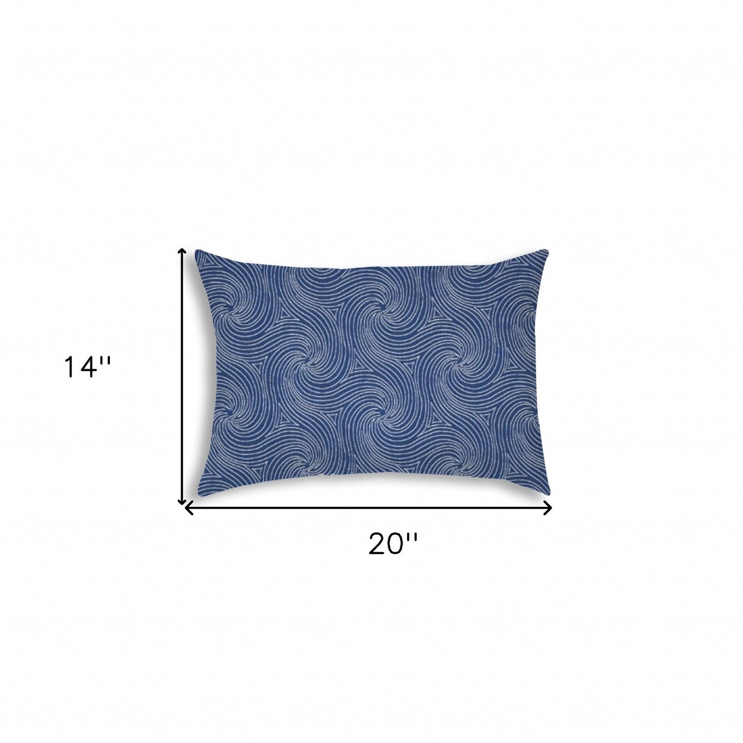 14" X 20" Blue And White Blown Seam Swirl Lumbar Indoor Outdoor Pillow - FurniFindUSA