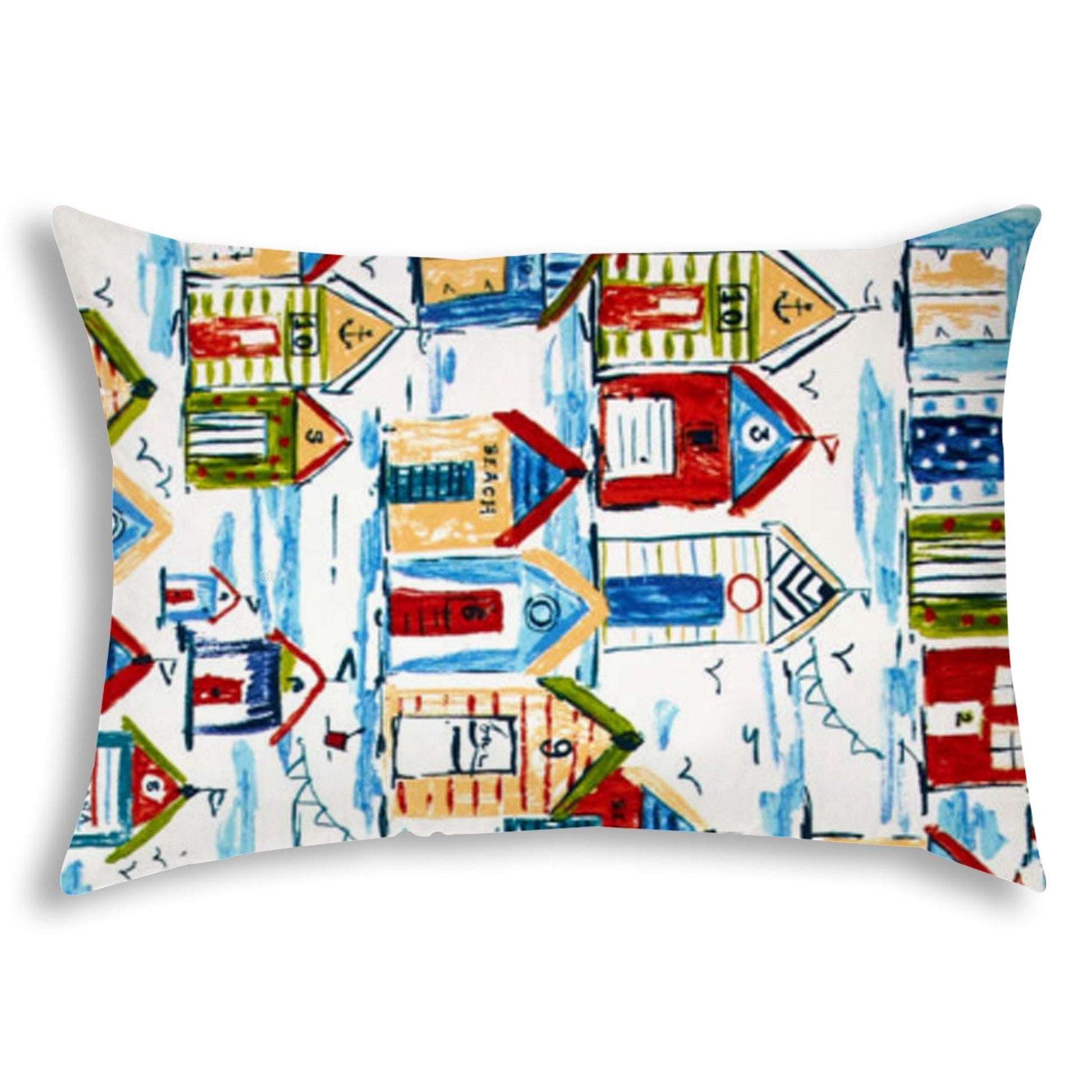 Blue Beach House Indoor Outdoor Sewn Lumbar Pillow - FurniFindUSA