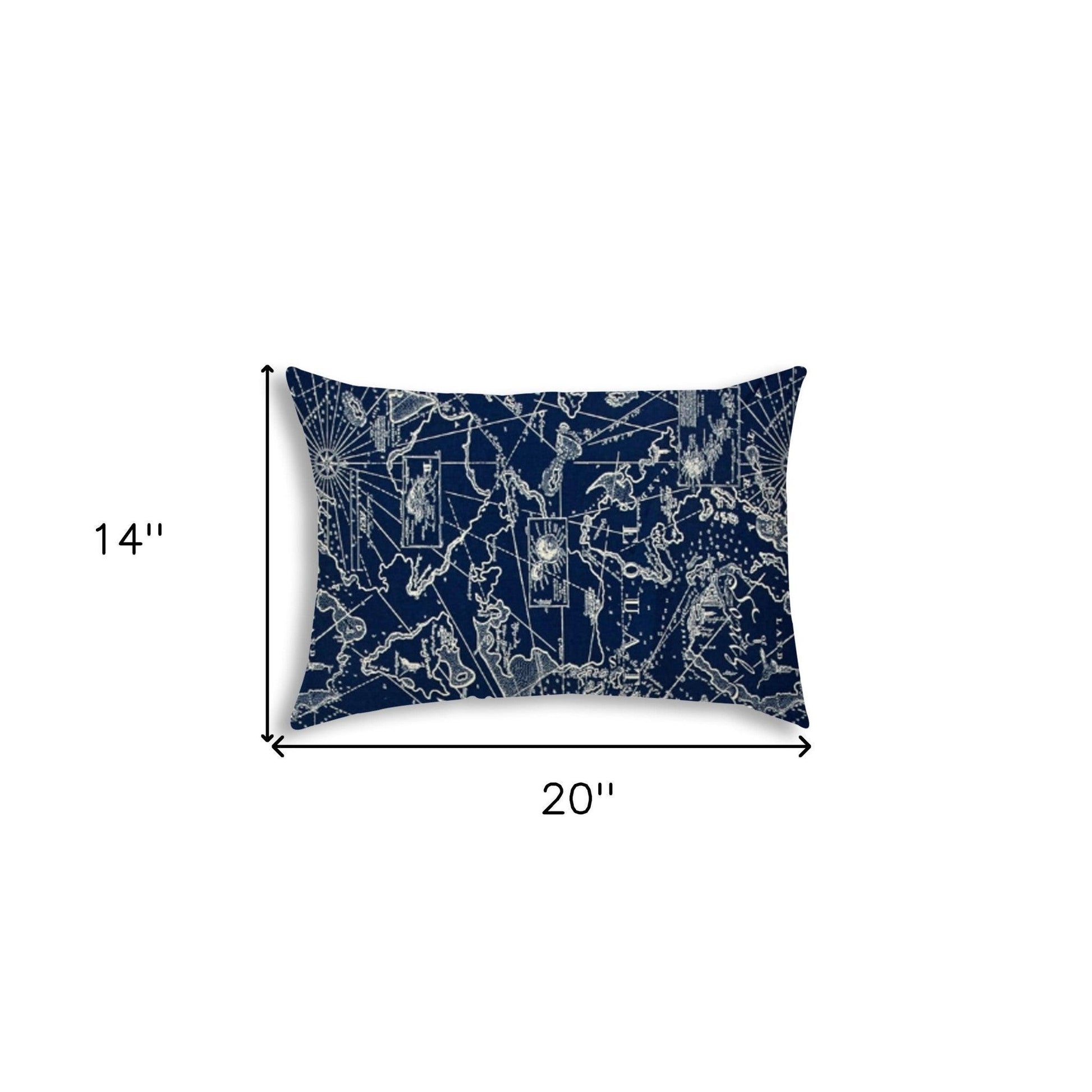 20" X 14" Navy, Tan Blown Seam Polyester Lumbar Indoor Outdoor Pillow Cover & Insert - FurniFindUSA