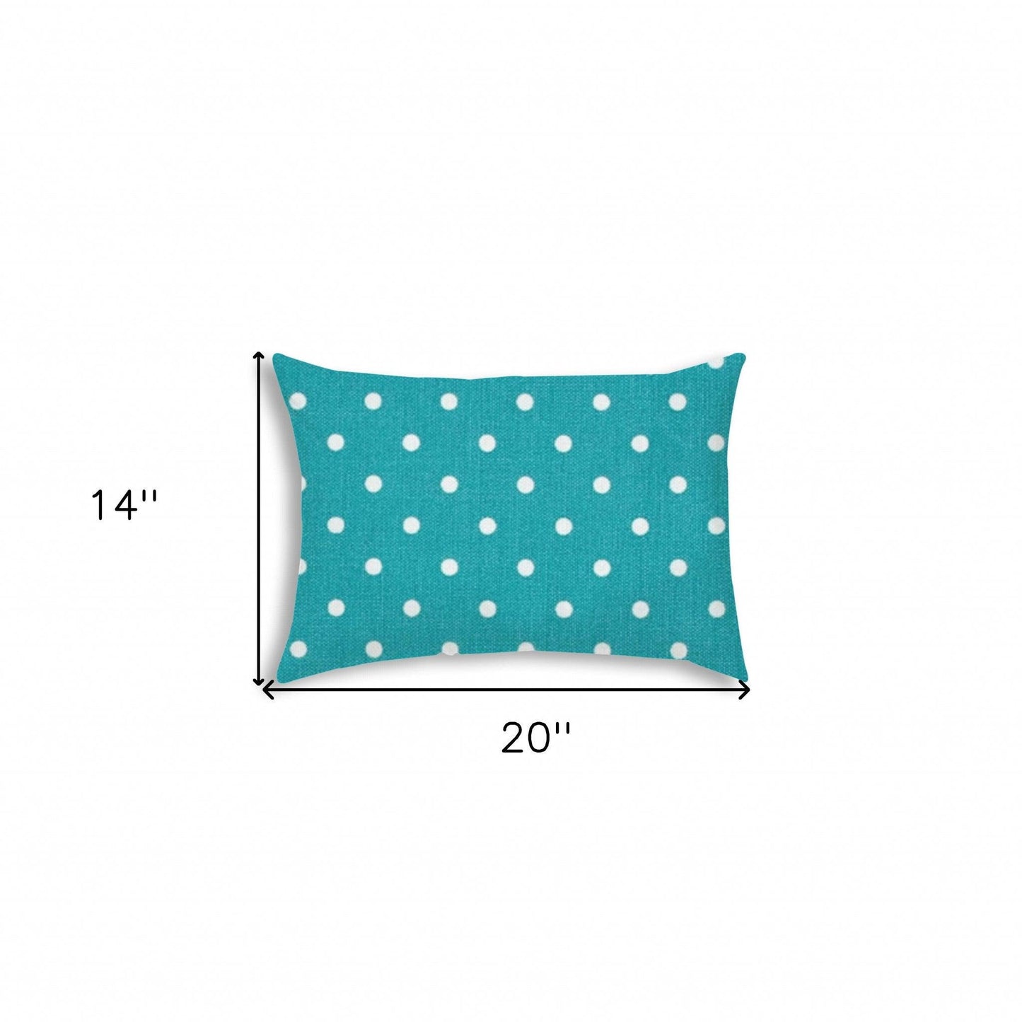 14" X 20" Turquoise Blown Seam Polka Dots Lumbar Indoor Outdoor Pillow - FurniFindUSA