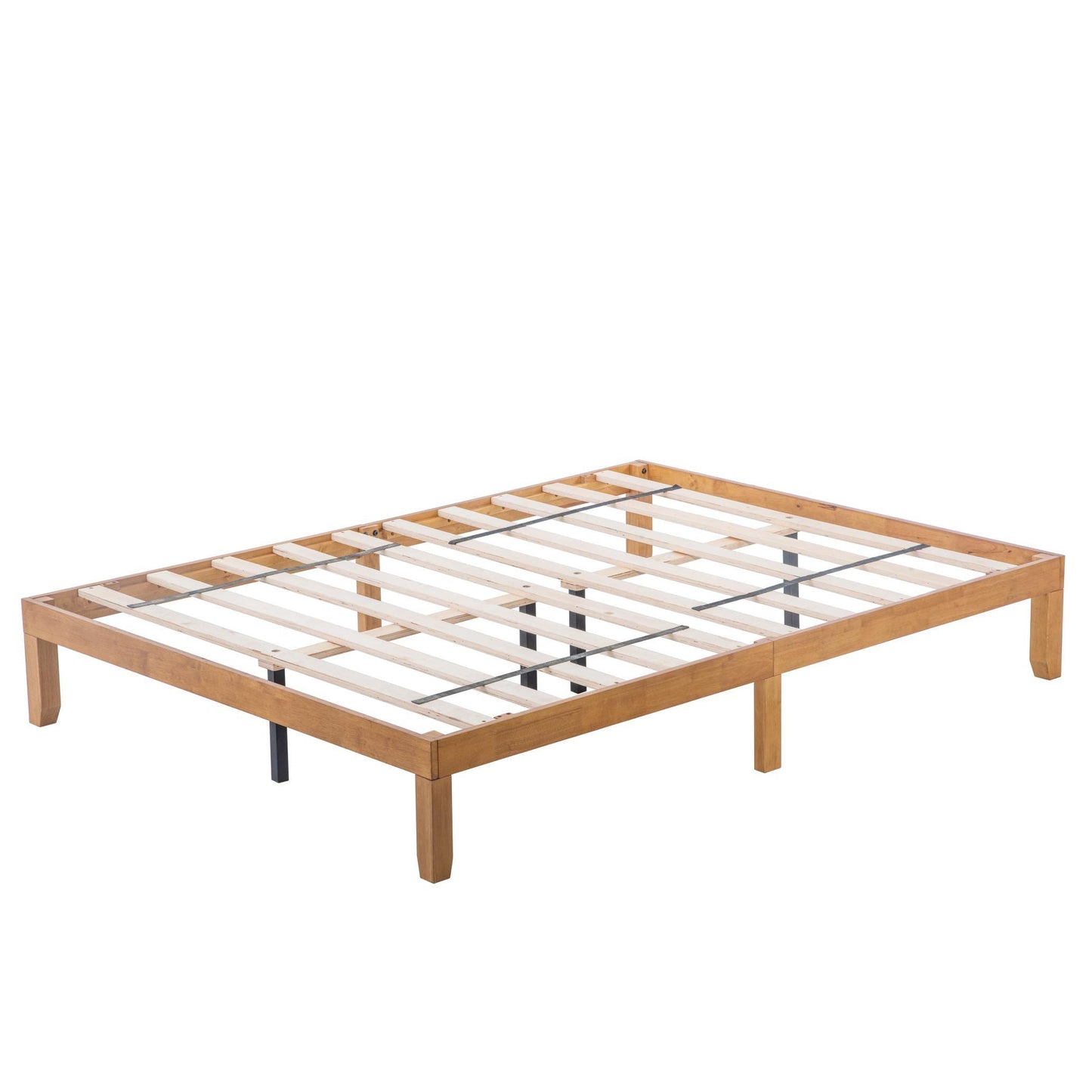 Queen Size Wood Platform Bed Frame,No Box Spring Needed,Strong Wood Slat Support, Easy Assembly - FurniFindUSA