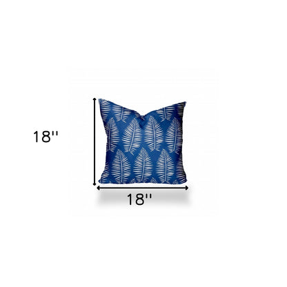 12" X 16" Blue And White Enveloped Tropical Lumbar Indoor Outdoor Pillow Cover