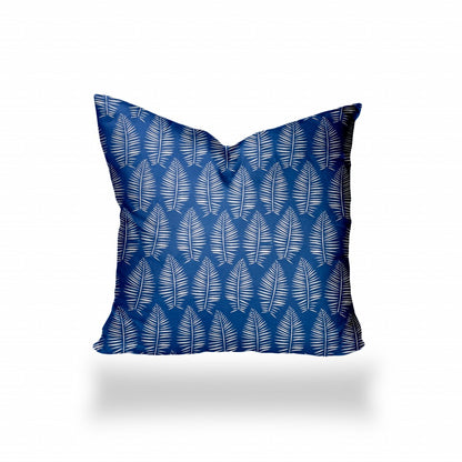 12" X 16" Blue And White Enveloped Tropical Lumbar Indoor Outdoor Pillow Cover