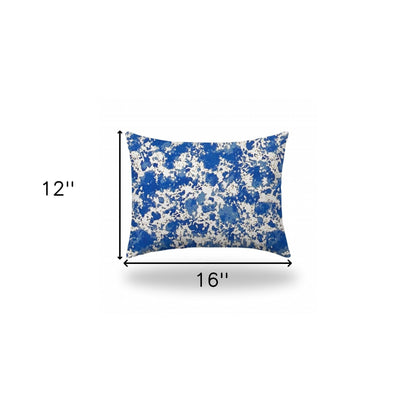 12" X 16" Blue And White Enveloped Coastal Lumbar Indoor Outdoor Pillow