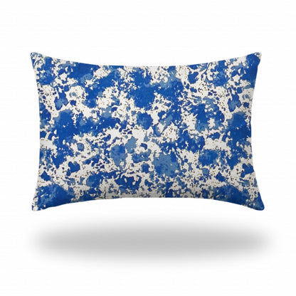 12" X 16" Blue And White Enveloped Coastal Lumbar Indoor Outdoor Pillow