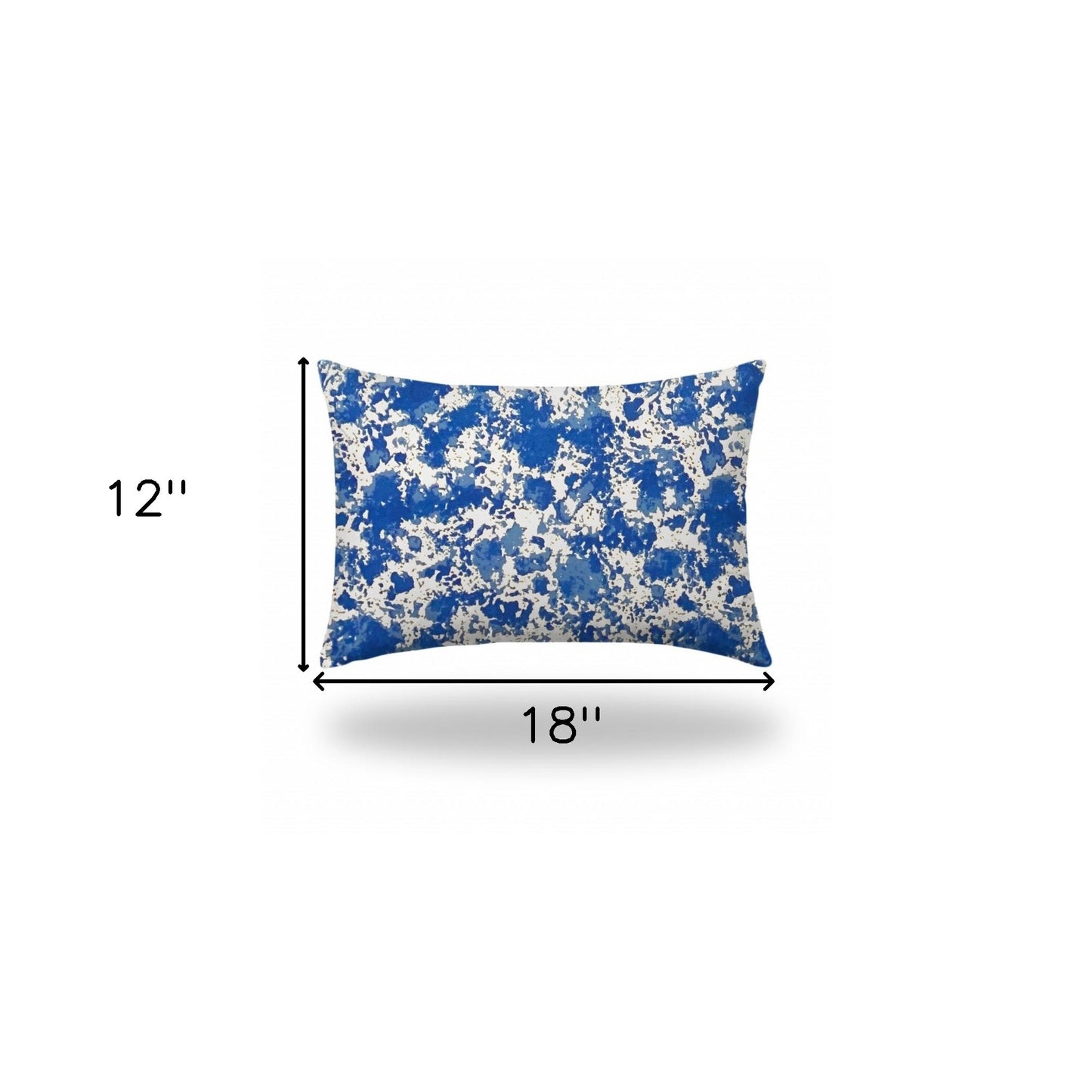 12" X 16" Blue And White Enveloped Coastal Lumbar Indoor Outdoor Pillow