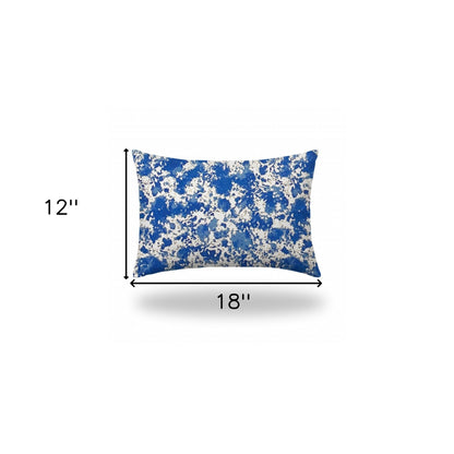 12" X 16" Blue And White Enveloped Coastal Lumbar Indoor Outdoor Pillow