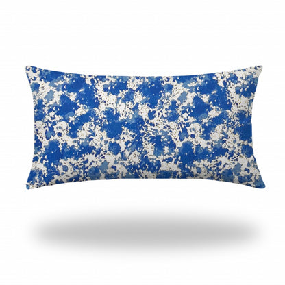 12" X 16" Blue And White Enveloped Coastal Lumbar Indoor Outdoor Pillow