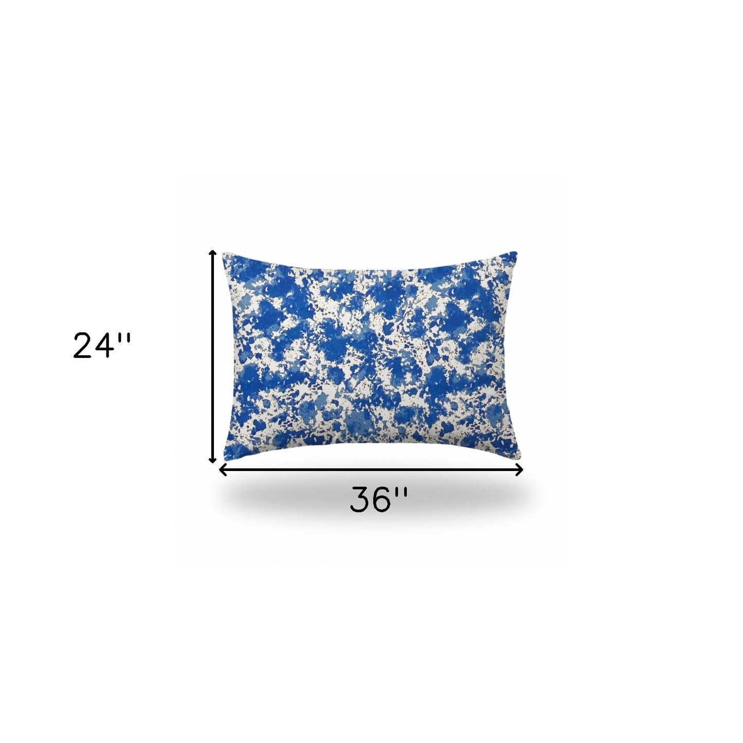 12" X 16" Blue And White Enveloped Coastal Lumbar Indoor Outdoor Pillow