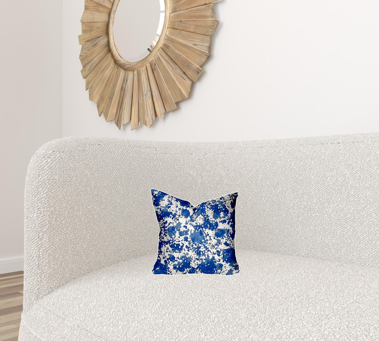 12" X 16" Blue And White Enveloped Coastal Lumbar Indoor Outdoor Pillow