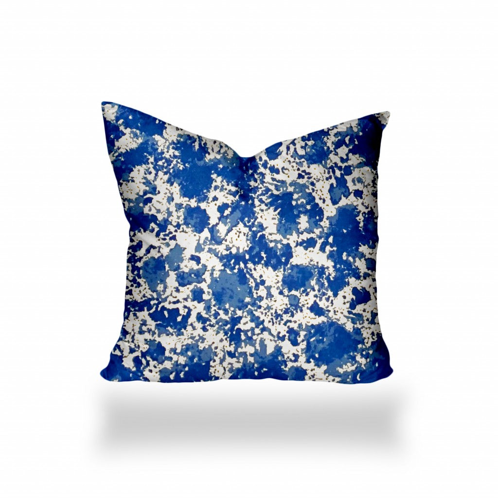 12" X 16" Blue And White Enveloped Coastal Lumbar Indoor Outdoor Pillow