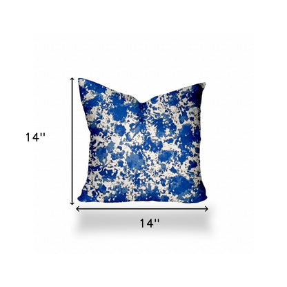 12" X 16" Blue And White Enveloped Coastal Lumbar Indoor Outdoor Pillow