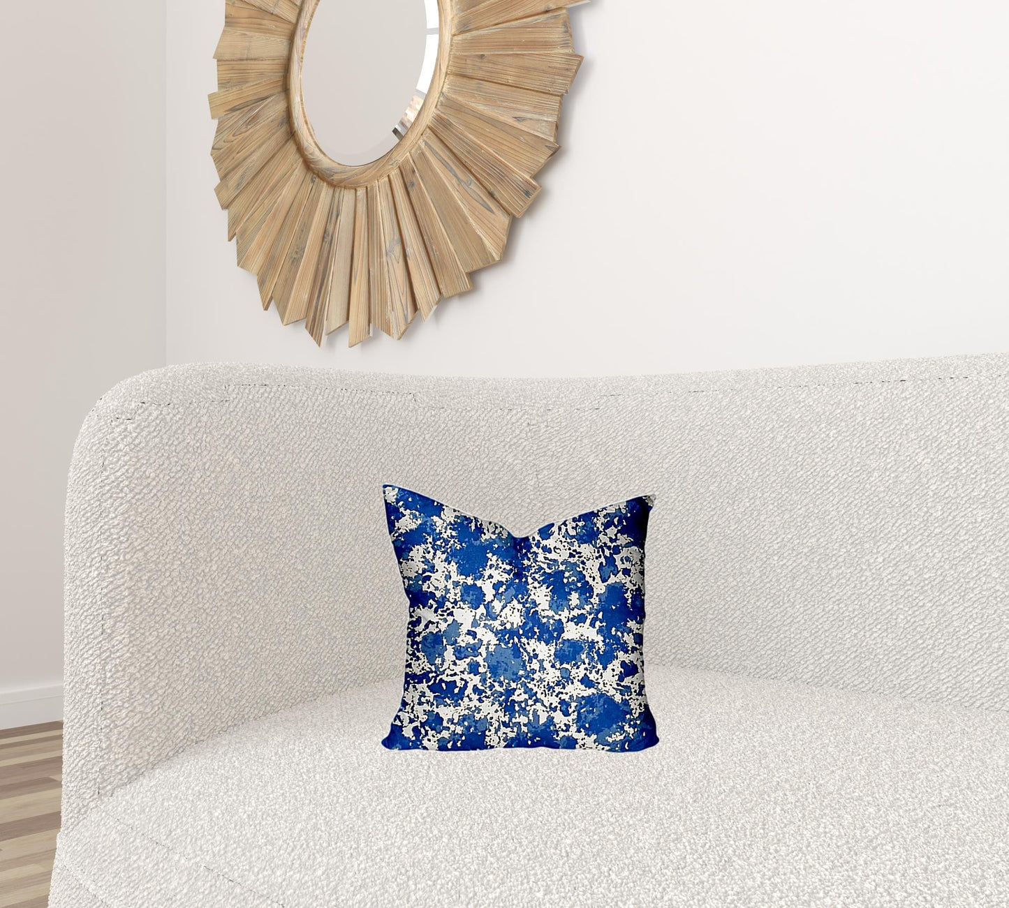 12" X 16" Blue And White Enveloped Coastal Lumbar Indoor Outdoor Pillow