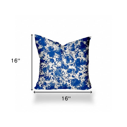 12" X 16" Blue And White Enveloped Coastal Lumbar Indoor Outdoor Pillow