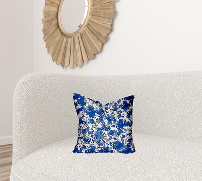 12" X 16" Blue And White Enveloped Coastal Lumbar Indoor Outdoor Pillow