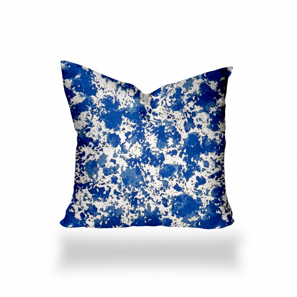 12" X 16" Blue And White Zippered Lumbar Indoor Outdoor Pillow Cover