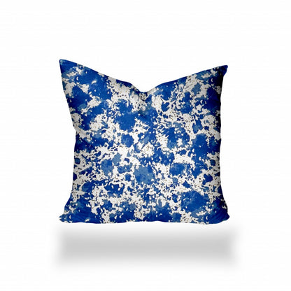 12" X 16" Blue And White Enveloped Coastal Lumbar Indoor Outdoor Pillow