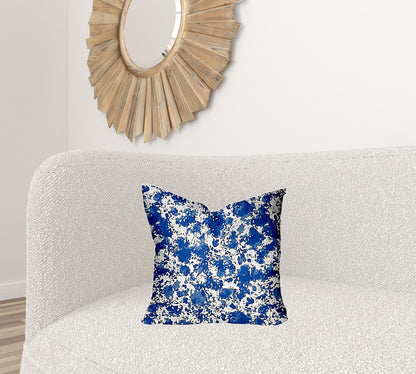 12" X 16" Blue And White Zippered Coastal Lumbar Indoor Outdoor Pillow