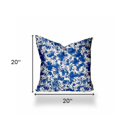 12" X 16" Blue And White Enveloped Coastal Lumbar Indoor Outdoor Pillow