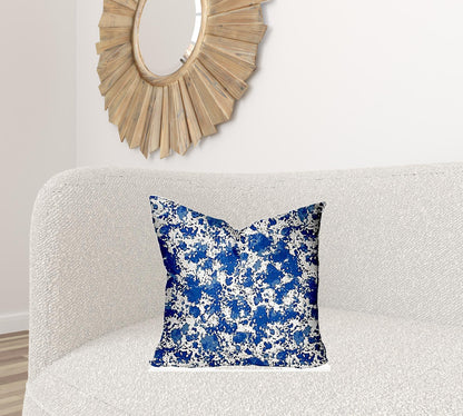 12" X 16" Blue And White Enveloped Coastal Lumbar Indoor Outdoor Pillow